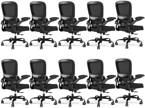 TRALT Office Chair - Ergonomic Desk Chair with Adjustable Lumbar Support, Mesh Computer Chair, Executive Chairs for Home Office Comfortable Lumbar Support Black Pack of 10