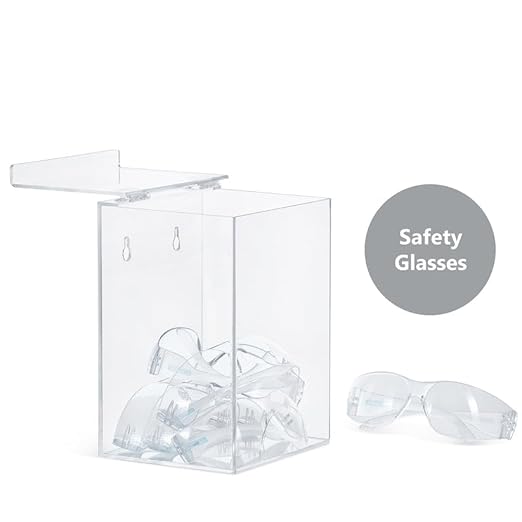 Hairnet Dispenser and Glove Holder, Universal Acrylic Storage for Beard Covers, Safety Glasses, Face Masks, Shoe Covers, Earplugs - Wall Mount or Countertop In Medical, Restaurant, Home