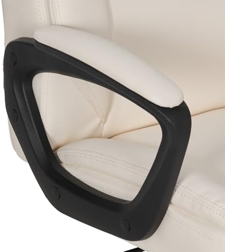 Amazon Basics Classic Puresoft PU Padded Mid-Back Office Chair with Armrest, Height Adjustable, Easy to Assemble, 26"D x 23.75"W x 42"H, Cream