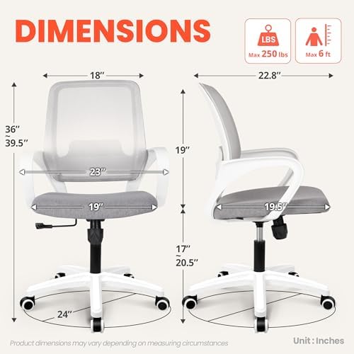 NEO CHAIR Home Office Desk Chair Ergonomic Mesh with Lumbar Support, Grey
