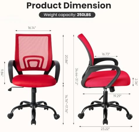 DUMOS Ergonomic Office Chair, Mid-Back Executive Desk Chair 2 Pack