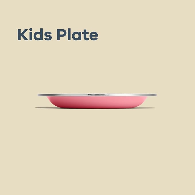Hydro Flask Stainless Steel Kids Plate- Dishwasher Safe, Stackable, Dinner Plate in Dahlia Pink