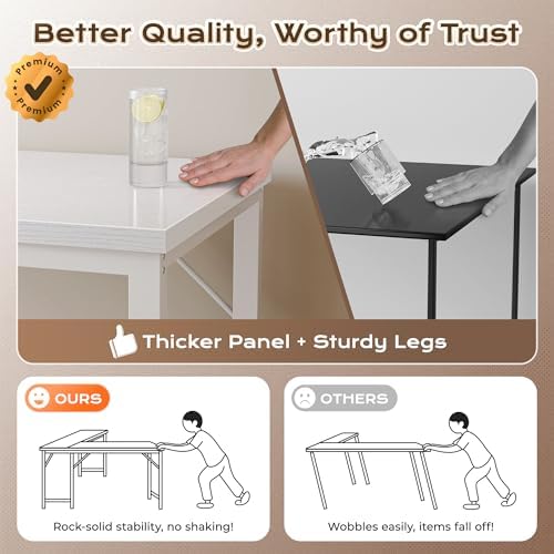 Huuger 63 Inch L Shaped Desk with Power Outlets & 0.95 Inch Thicker Desktop