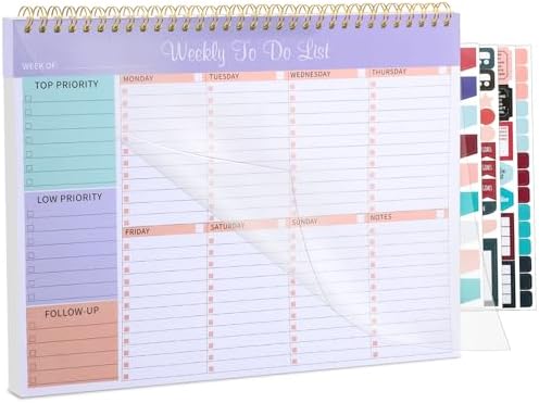 Thboxes Weekly To Do List Notepad, 8.5"x11" Desk Planner 52 Sheets, Purple