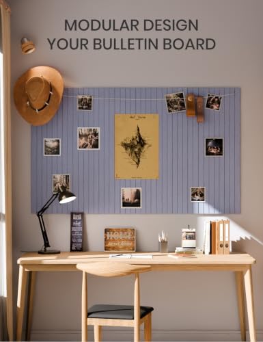 Fluxynara 36" x 24" Large Felt Bulletin Board, Soft Periwinkle