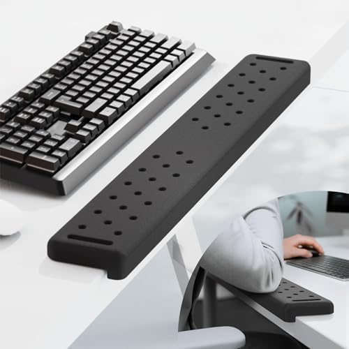 MEKASS L-Shaped Desk Long Elbow Pad for Desk, Memory Foam Elbow Support Padding with Non-Slip, Ergonomic Desk Edge Cushion, Wrist Comfort Support for Office Home 1 Pcs (Dimple Black)