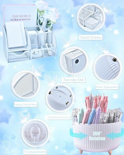 LXEVIHK White Desk Accessories 21-Piece Office Supplies Gift Set