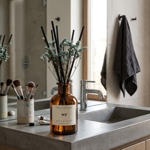 WEALD TRIBE Reed Diffuser Set for Bathroom Decor, Sticks Diffuser with Essential Oils Included | Ocean Scent 4.0 fl oz Fragrance Oil | Defusers for Home Living Room Shelf Decor Apartment Essentials
