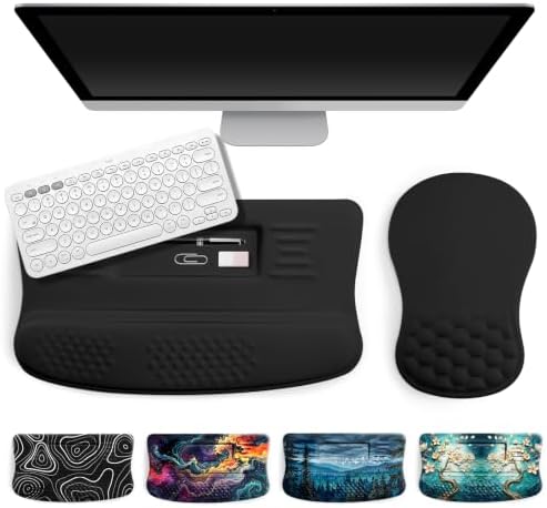 Ergonomic Keyboard Stand, Wrist Rest & Mouse Pad, Memory Foam Wrist Support