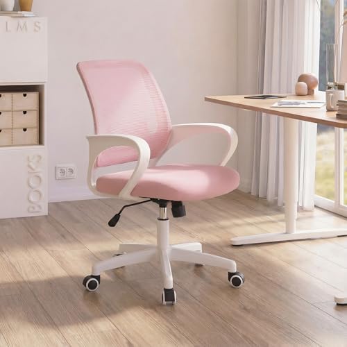 NEO CHAIR Home Office Desk Chair Ergonomic Mesh with Lumbar Support, Pink