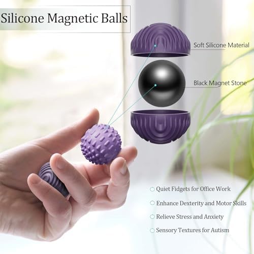 luckdoor Silicone Magnetic Balls Fidget Toys for Adults & Teens,4PCS Stress Relief Sensory Toys for Autism ADHD Anxiety,Fun Textures Gadgets,Office Desk Toy,Stocking Stuffer for Men Women Teen Gift