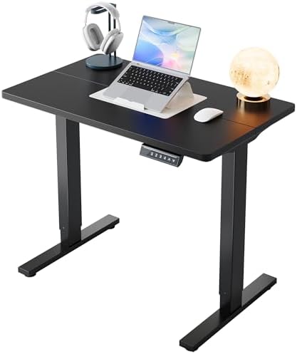 HUANUO 32x19 Inch Small Electric Standing Desk, Adjustable, Black