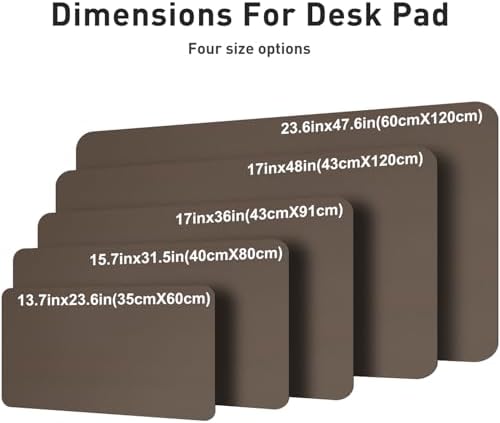 Aothia Faux Leather Desk Mat – Large Mouse Pad, Non-Slip PU Leather Blotter, Waterproof Writing Surface for Office and Home (Coffee, 47.2" x 23.6")