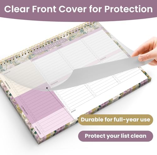 Weekly To Do List Notepad with 52 Undated Sheets（8.5"×11"）- Undated Weekly Planner Notepad for Office Desk Accessories and Supplies - Twilight Garden
