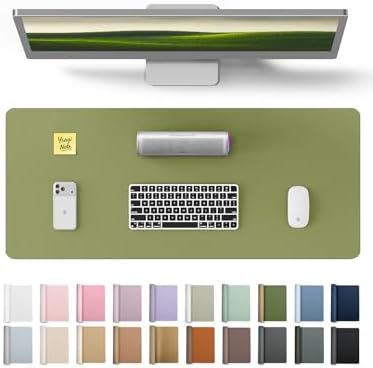 YSAGi Leather Desk Protector, Office Mat, Large Mouse Mat, Non-Slip PU Leather Blotter, Laptop Desk Pad, Waterproof Writing Pad for Office and Home (Green, 23.6" x 13.8")