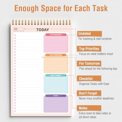 Forvencer To Do List Notepad (6.5 x9.8), To Do List Notebook for Work