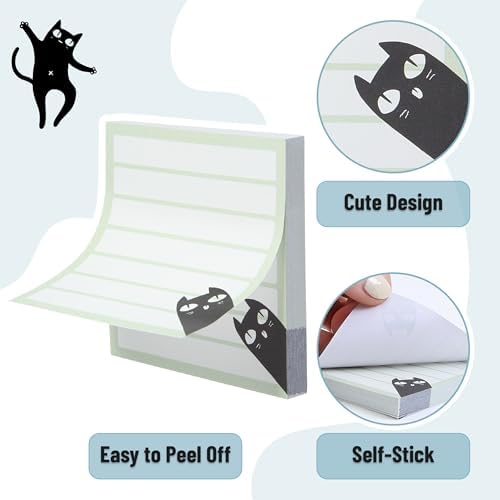 Mr. Pen- Black Cat Sticky Notes Set Bulk, 3" x 3", 18 Pads, 1440 Sheets