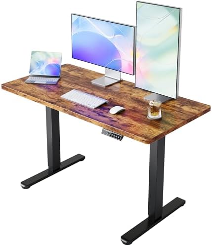 HUANUO 48x24 Inch Electric Standing Desk, Height Adjustable, Rustic Brown