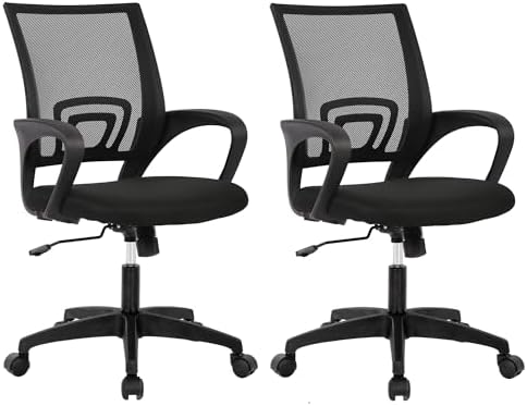 BestOffice Ergonomic Office Chair | Mid-Back Swivel Desk Chair | Black