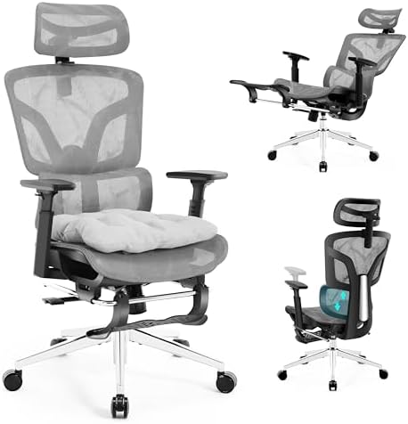 Ergonomic Office Chair with Footrest 4-Level Adjustable Lumbar Suppor