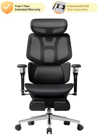 Hbada X7 Smart Ergonomic Chair, Office Chair, with Fully Automated Lumbar Tracking, 4D Adjustable Headrest, 720° Adjustable Armrests, Ventilated Seat Cushion, Swivel, Black