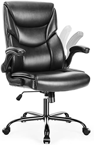DUMOS Leather Office Chair, Desk Chair Lumbar Support, Black