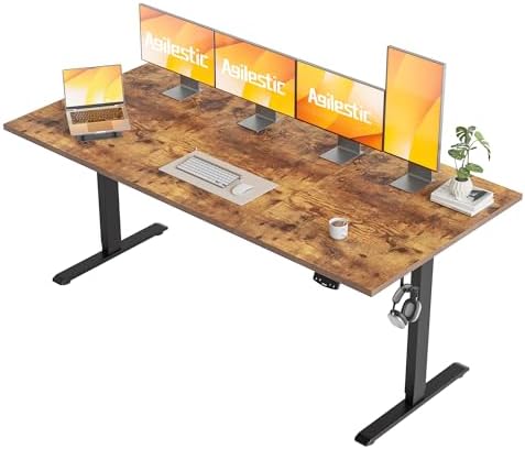 Agilestic 71*32 Inch Height Adjustable Electric Standing Desk, Rustic Brown