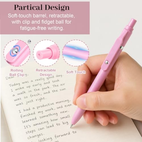 Fenmay 8 Pcs Gel Pens with Black & Pink Ink, 0.7mm Fine Point Smooth Writing Pens, Quick Dry & No Smudge, Cute Aesthetic Back-to-School Office School Supplies Gifts for Women & Students