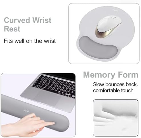 MOSISO Wrist Rest Support for Mouse Pad&Keyboard Set, Gray