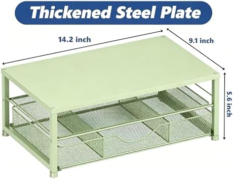 OPNICE Desk Organizers and Accessories, Computer Monitor Stand Riser with Drawer and 2 Pen Holders, Printer & Laptop Stand, Office Desk Accessories & Workspace Organizers for Home Office Supplies, Green