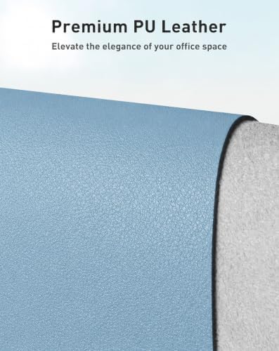 Aothia Faux Leather Desk Mat for Keyboard & Mouse (Sky Blue, 42" x 17")