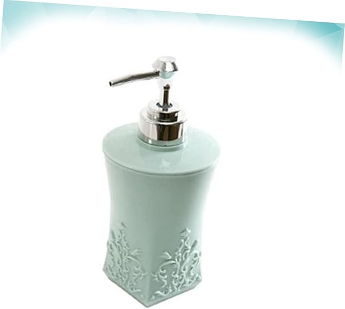 Emulsion Pump Press Bottle Refillable Square Shampoo and Lotion Dispenser Eco-Friendly Portable Container Light Blue for Home Use