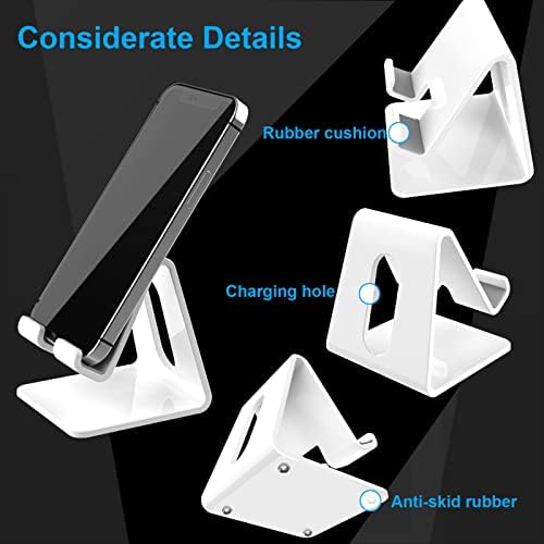 Crpich Acrylic Cell Phone Stand, Portable Phone Holder, White Phone Stand for Desk, Compatible with Phone16 15 14 13 12 Pro Max Mini 11 Plus, Switch, Android Smartphone, Pad, Tablet, Desk Accessories