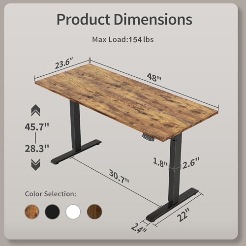 Agilestic 48*24 Inch Height Adjustable Electric Standing Desk, Rustic Brown