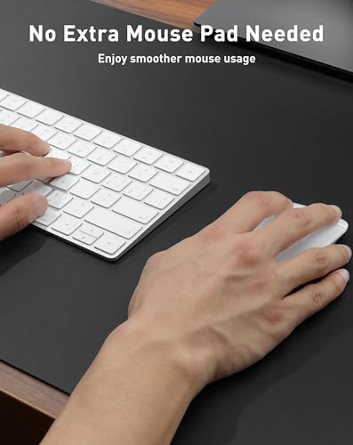 Aothia Faux Leather Desk Mat - Large Mouse Pad, Non-Slip PU Leather Blotter, Waterproof Writing Surface for Office and Home (Black, 63" x 24")