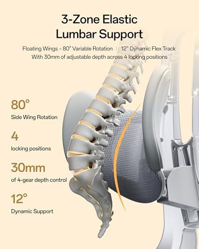 Hbada E3 Air 2026 Ergonomic Office Chair, 3-Zone Lumbar Support, Comfy Home Office Chair with Auto Recline, 4D Headrest & Armrests, 140° Tilt for Work & Relax, Grey with Footrest