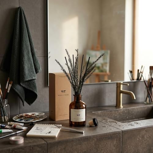 WEALD TRIBE Reed Diffuser Set for Bathroom Air Fresheners, Oil Diffuser Sticks | French Black Juniper & Cedar Scent 4.0 fl oz Home Fragrance with Sticks Defusers | House Bedroom Office Shelf Decor