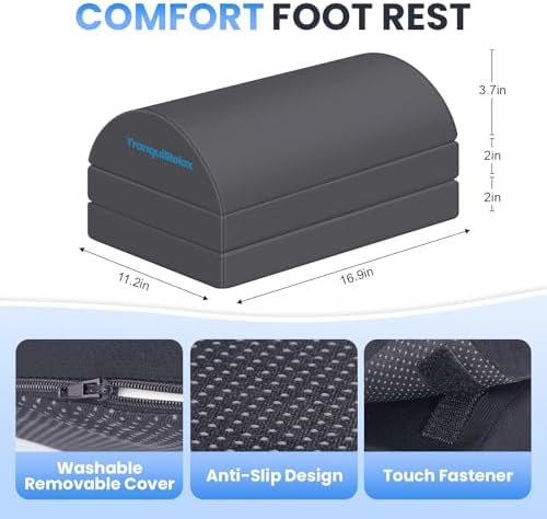 TranquilRelax Foot Rest Under Desk, 3-Height Adjustable Foot Stool, Gray