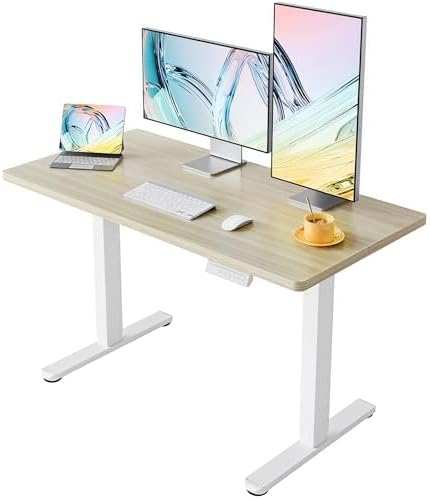 HUANUO 40x24 Inch Electric Standing Desk, Height Adjustable, Light Walnut