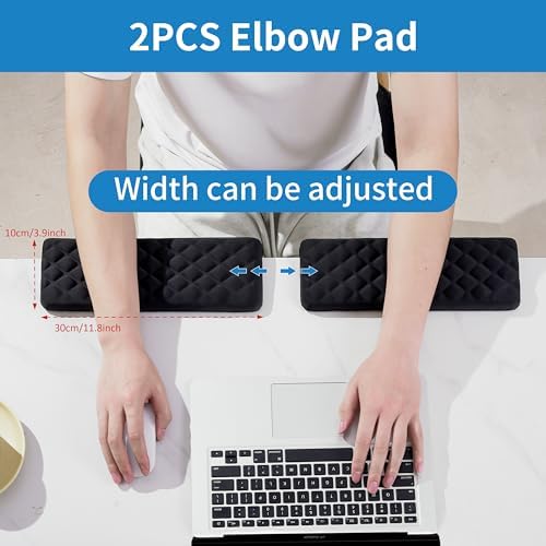 MEKASS L-Shaped Desk Elbow Pad for Desk, Memory Foam Elbow Support Padding with Non-Slip, Ergonomic Desk Edge Cushion, Wrist Comfort Support for Office Home 2 Pcs (Diamond Black)