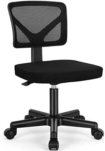 Sweetcrispy Small Armless Desk Chair, Mesh Rolling Office Chairs