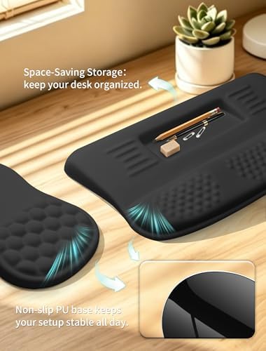 Ergonomic Keyboard Stand, Wrist Rest & Mouse Pad, Memory Foam Wrist Support