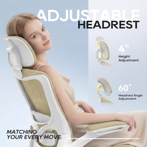 Ergonomic Office Chair for Long Hours, Adjustable Padded Lumbar Support for Lower Back Relief, 330 lb Capacity, Comfortable Computer Desk Chair for Home Office, Work & Study