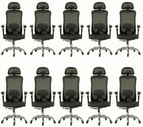 HUANUO Ergonomic Office Chair with 6D Armrest, Seat Depth Adjustment, Lumbar Support, Quiet Rubber Caster, High Back Mesh Gaming Chair with 3D Headrest, Big and Tall Chair for Home Office, Pack of 10
