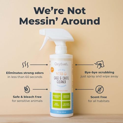 Oxyfresh Pemium Crate & Cage Cleaner – Safe, Bleach Free & Works Instantly | Professional Dog Crate & Small Animal & Bird Cage Odor Eliminator – Quickly Cleans, Removes Poop & Deodorizes Pet Odors