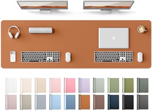 YSAGi Leather Desk Protector, Office Mat, Large Mouse Mat, Non-Slip PU Leather Blotter, Laptop Desk Mat, Waterproof Writing Pad for Office and Home(Brown, 63" x 17.2")