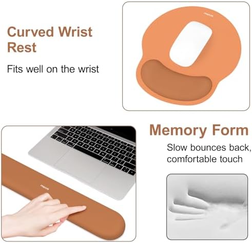 MOSISO Wrist Rest Support for Mouse Pad&Keyboard Set, Cosmic Orange