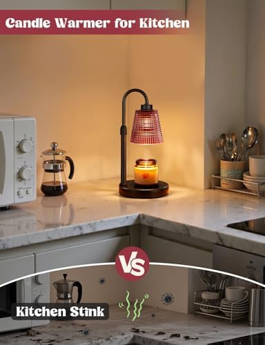 Pomegranate Red Candle Warmer Lamp with Timer, Dimmable Candle Warmer for Home Decor, Height Adjustable Candle Lamp for Jar Candles, Birthday Gifts for Women Mom, House Warming Gifts New Home