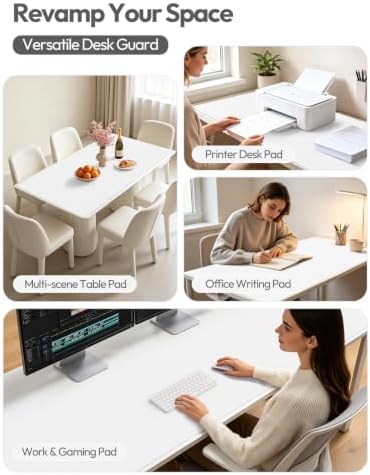 YSAGi Leather Desk Protector, Office Mat, Large Mouse Mat, Non-Slip PU Leather Blotter, Laptop Desk Mat, Waterproof Writing Pad for Office and Home(White, 63" x 24")