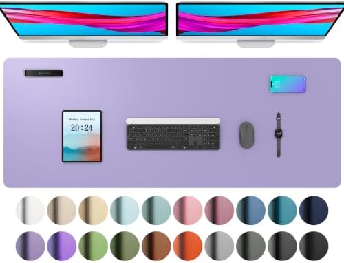 Aothia Faux Leather Desk Mat (Light Purple, 48" x 17")